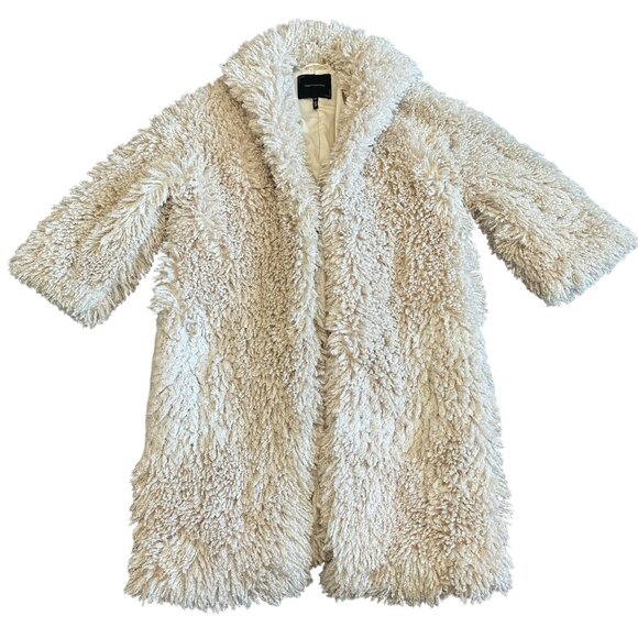 Robert Rodriguez Long-Length Shaggy Faux Fur Coat Cream Jacket Teddy Size XS - Picture 1 of 15